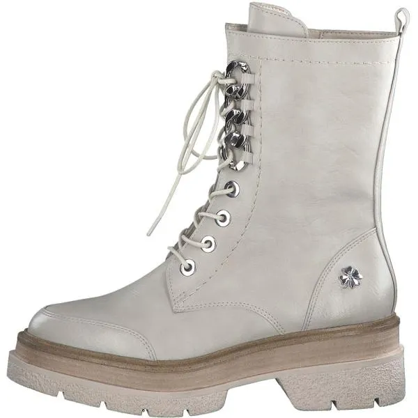 Marco Tozzi by Guido Maria Kretschmer Schnürboots Schnürstiefel Kettendetails beige S22 2-2-85203-29