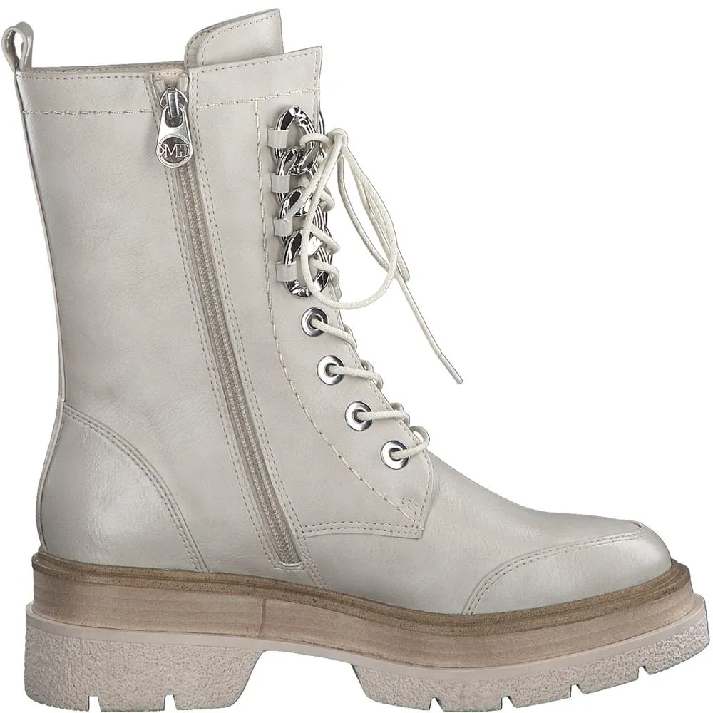 Marco Tozzi by Guido Maria Kretschmer Schnürboots Schnürstiefel Kettendetails beige S22 2-2-85203-29