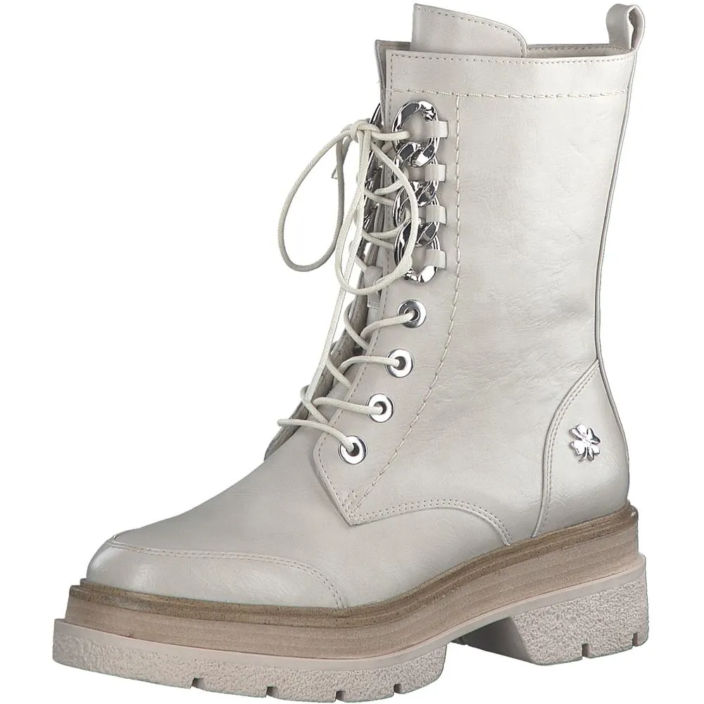 Marco Tozzi by Guido Maria Kretschmer Schnürboots Schnürstiefel Kettendetails beige S22 2-2-85203-29